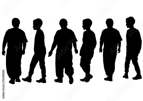 Silhouettes of a little girl and boy on a white background