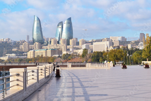 Obraz na plátne Seaside boulevard in Baku, Azerbaijan