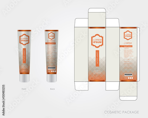 Orange cosmetic package design include box and bottle