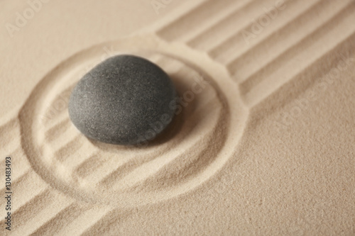 Japanese Zen garden. Pebble on a sand