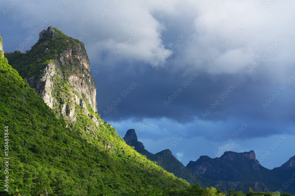Storm clouds in the high mountains in thailand..