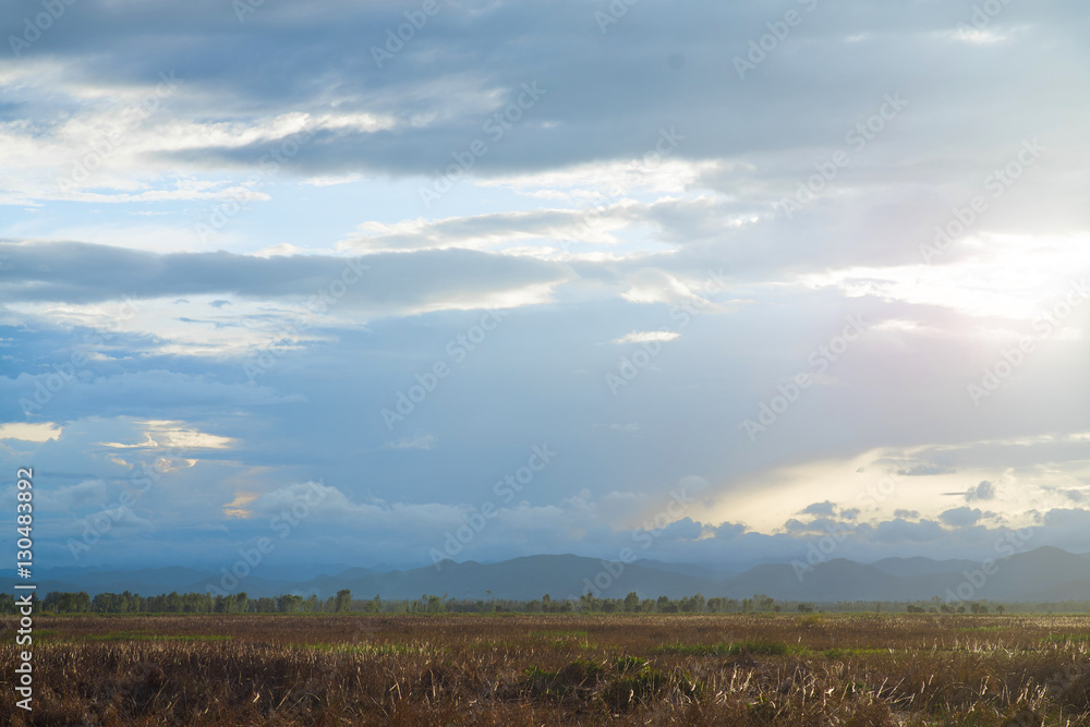 Sunset with sun rays, sky with clouds and sun... Sunset with sun rays, sky with clouds and sun...