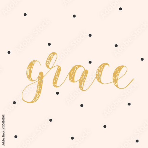 Grace. Brush lettering vector illustration.