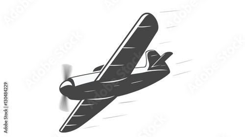 Plane animation with speed lines. Propeller rotation.