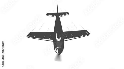 Plane animation with speed lines. Propeller rotation.