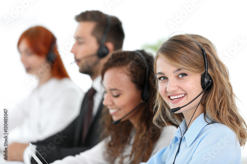 Business people in call center office