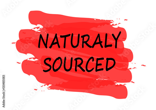 naturaly sourced red banner on white background photo