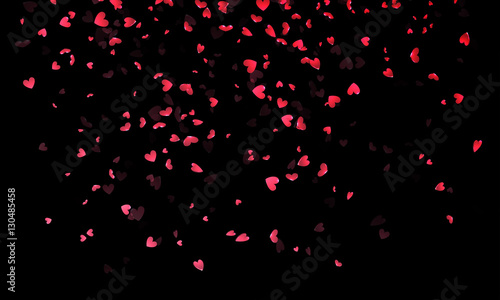 Valentine Day pink hearts petals falling vector background