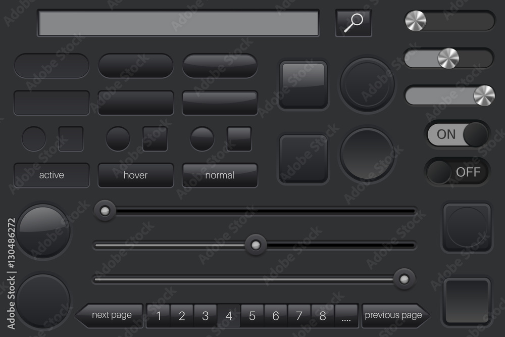 Set of black buttons. Collection of user interface elements Set of black buttons. Collection of user interface elements