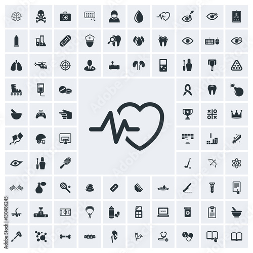 Heart rate icon, vector icon set
