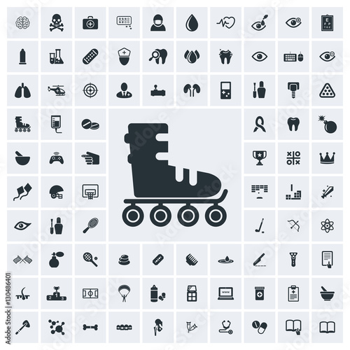 Roller skates icon, vector icon set