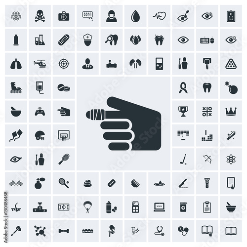 Injured finger icon, vector icon set