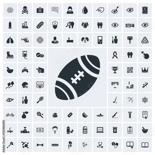 American football icon, vector icon set
