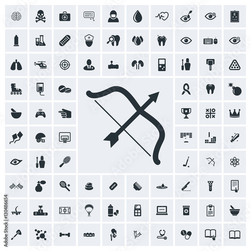 Bow and arrow icon, vector icon set