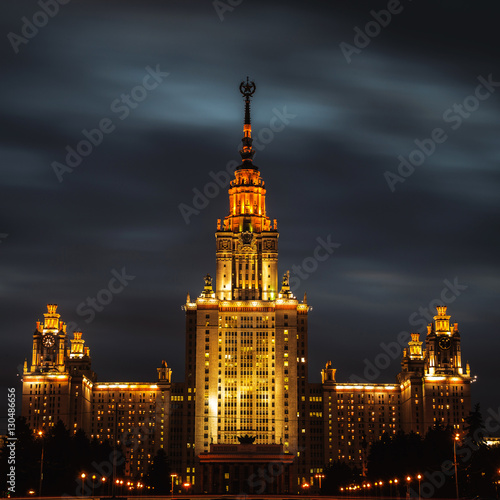 Moscow, Russia. Lomonosov Moscow State University at night