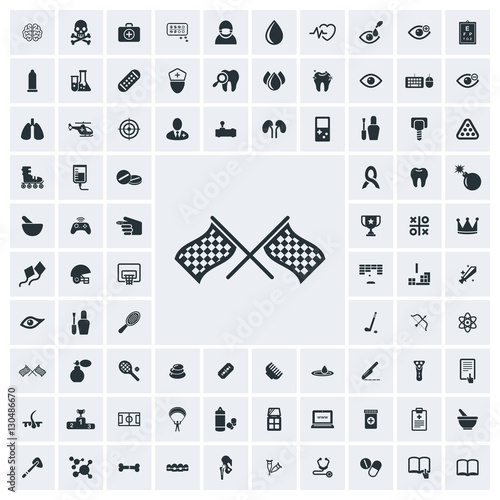 Racing flag icon, vector icon set