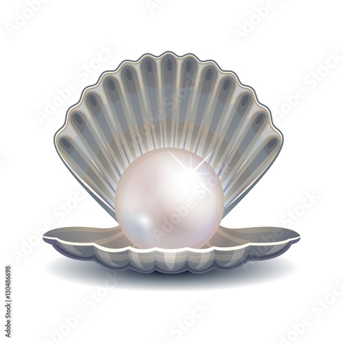 Pearl in shell vector illustration for fashion logo or poster