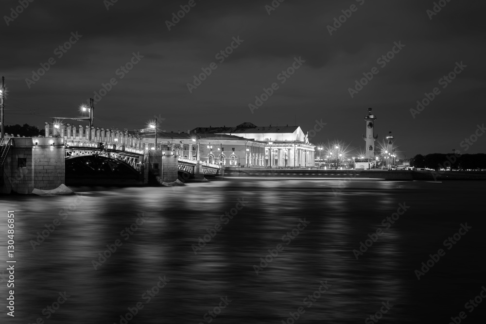 Palace bridge in Saint Petersburg, Russia at night