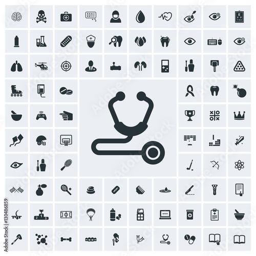 Doctor stethoscope icon, vector icon set