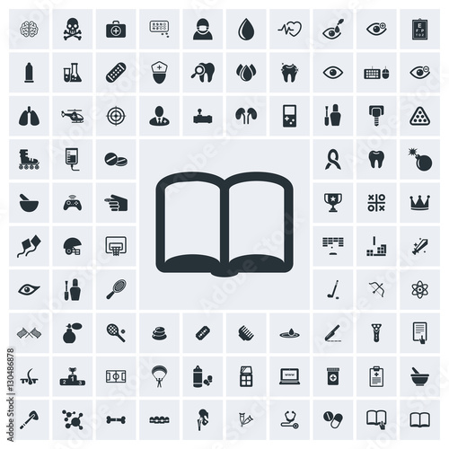Open book icon, vector icon set