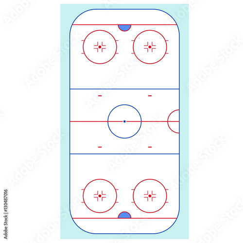 Ice Hockey Rink Top View. Vector