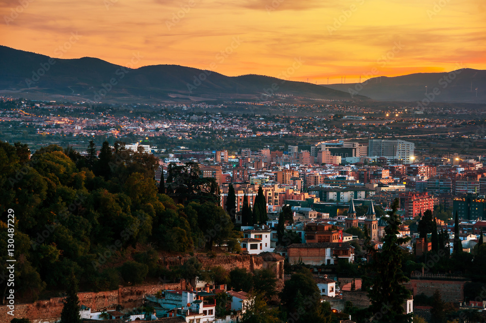 Granada, Spain. Aerial view of Granada