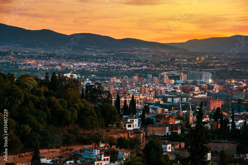 Granada, Spain. Aerial view of Granada
