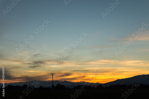 sunset sky in mountains © kedsirin
