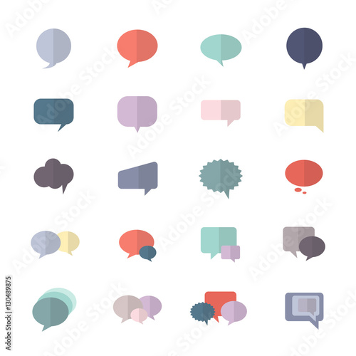 Speech, Bubble and Chat Icon Set Of Abstract Vector Style Colorful Flat Icons