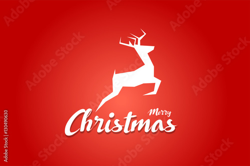Christmas logo with red background. deer graphic