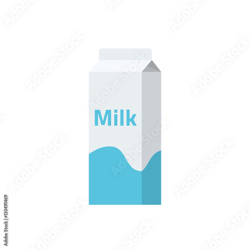 Milk carton box package vector illustration packet flat style isolated on white background, dairy paper pack icon container graphic clipart