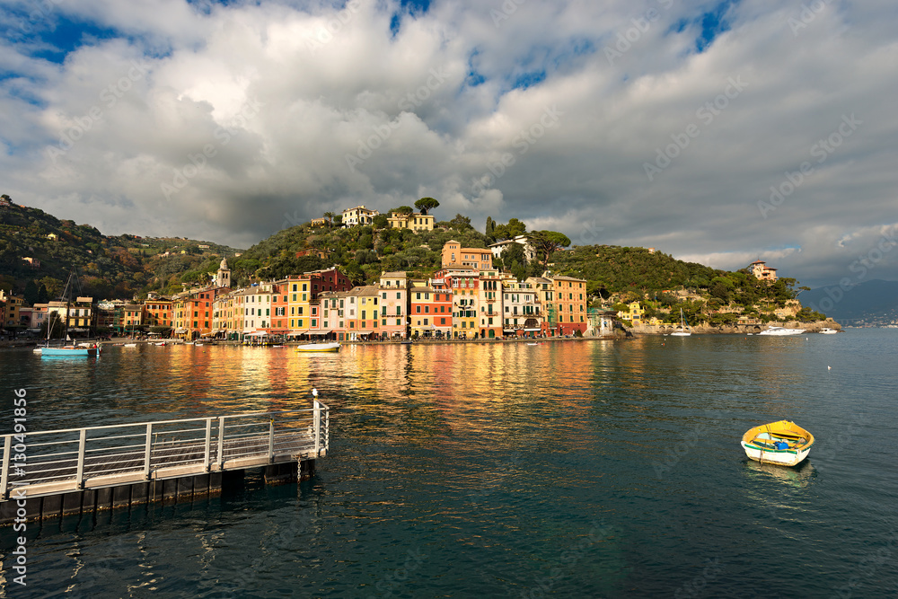 Portofino village with the port and colorful houses. Genova, Liguria, Italy