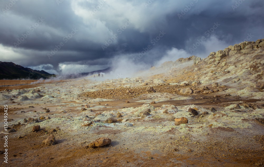 Geothermal landscape. Hverarond, Hverir, Iceland. Geothermal landscape. Hverarond, Hverir, Iceland.