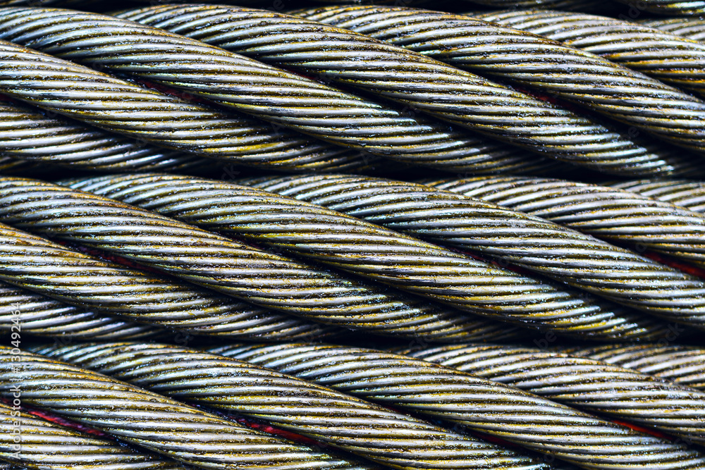 Steel cable close-up photo.