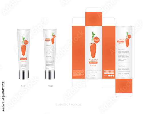 carrot cosmetic package design include box and bottle