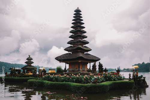 Temple Pura Ulun Danu on the holy lake Bratan, Indonesia, Bali