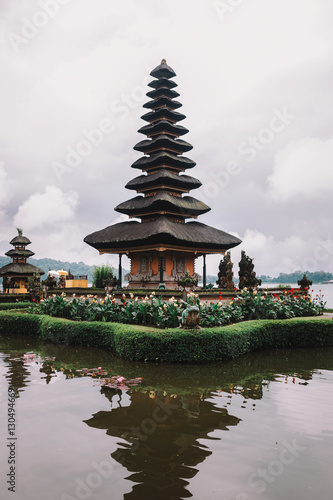 Temple Pura Ulun Danu on the holy lake Bratan  Indonesia  Bali