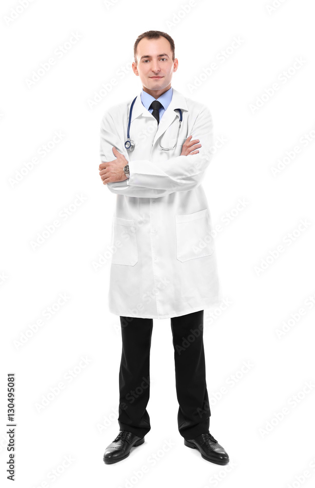 Doctor with crossed hands isolated on white Doctor with crossed hands isolated on white
