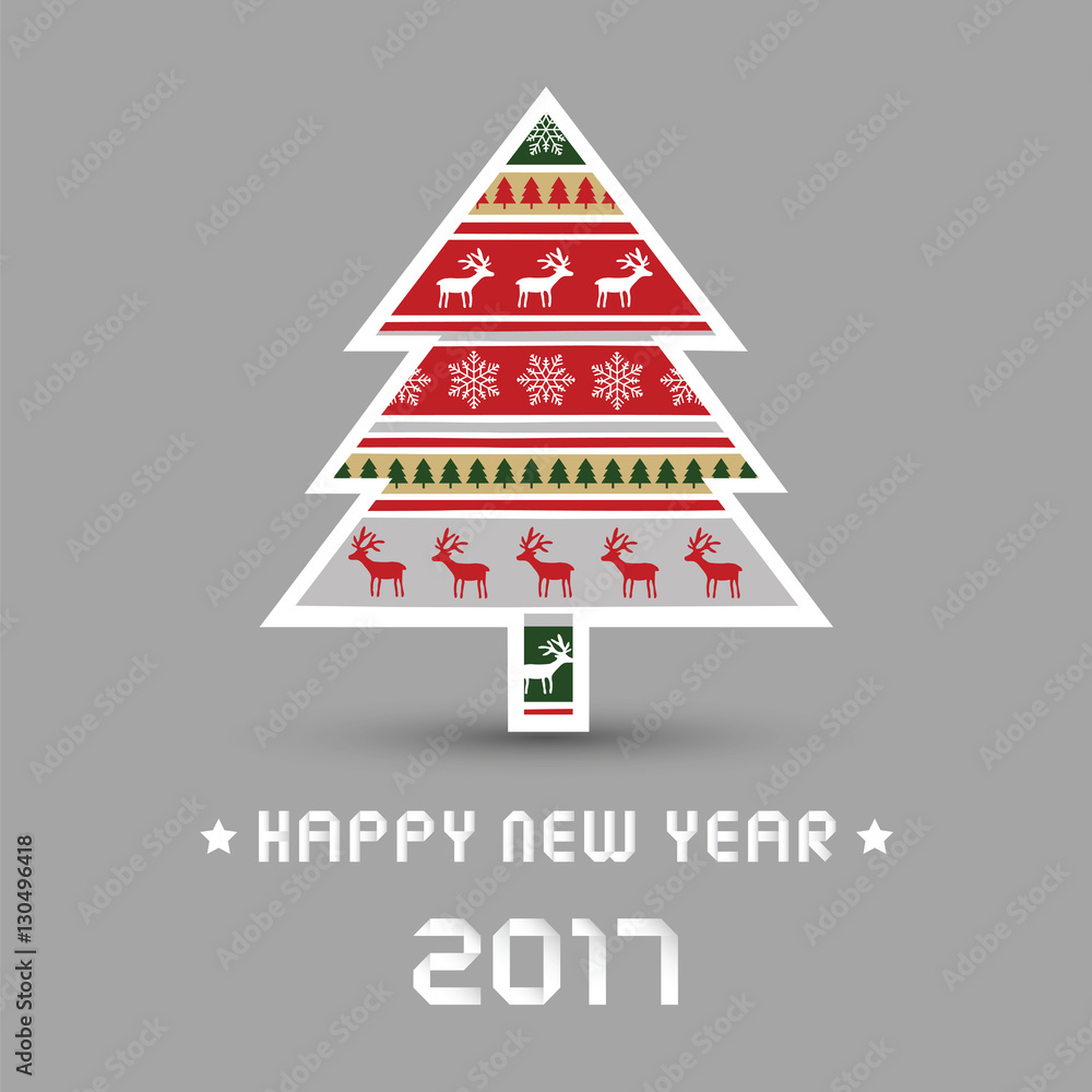 Fototapeta premium Happy new year 2017 with Christmas tree