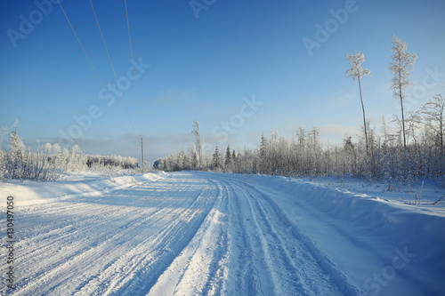 snowy road winter landscape