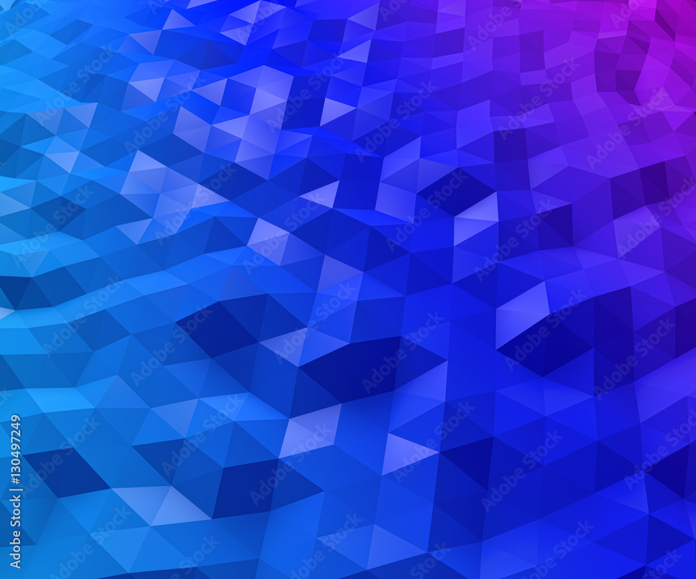 Fototapeta premium Abstract triangular blue and magenta polygon background.