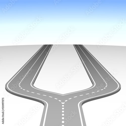 Abstract simple road fork vector background.