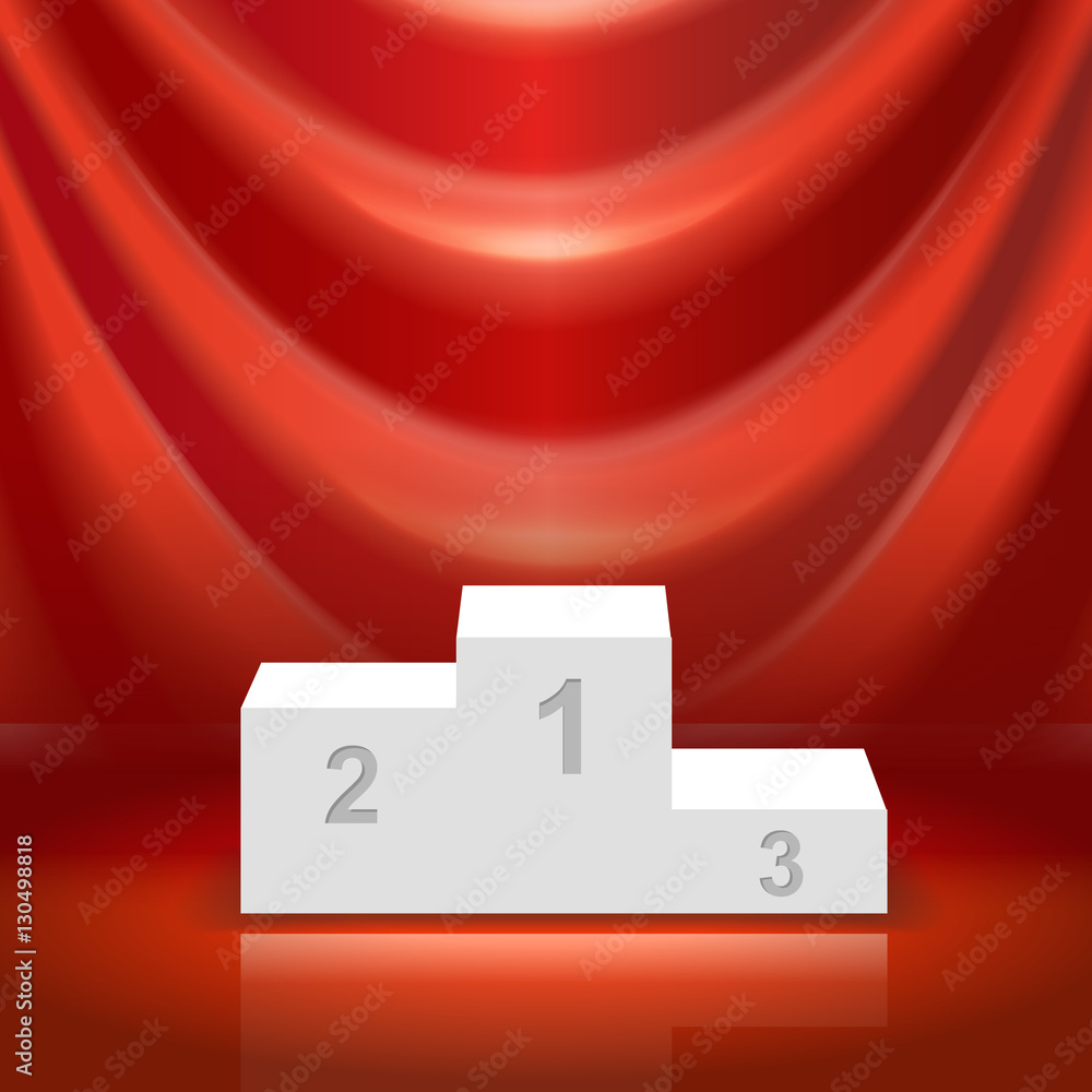Podium for the winners and red curtain Podium for the winners and red curtain