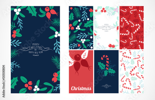 Wallpaper Mural Vintage Merry Christmas And Happy New Year background set. Torontodigital.ca