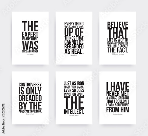 Inspirational motivating quotes set