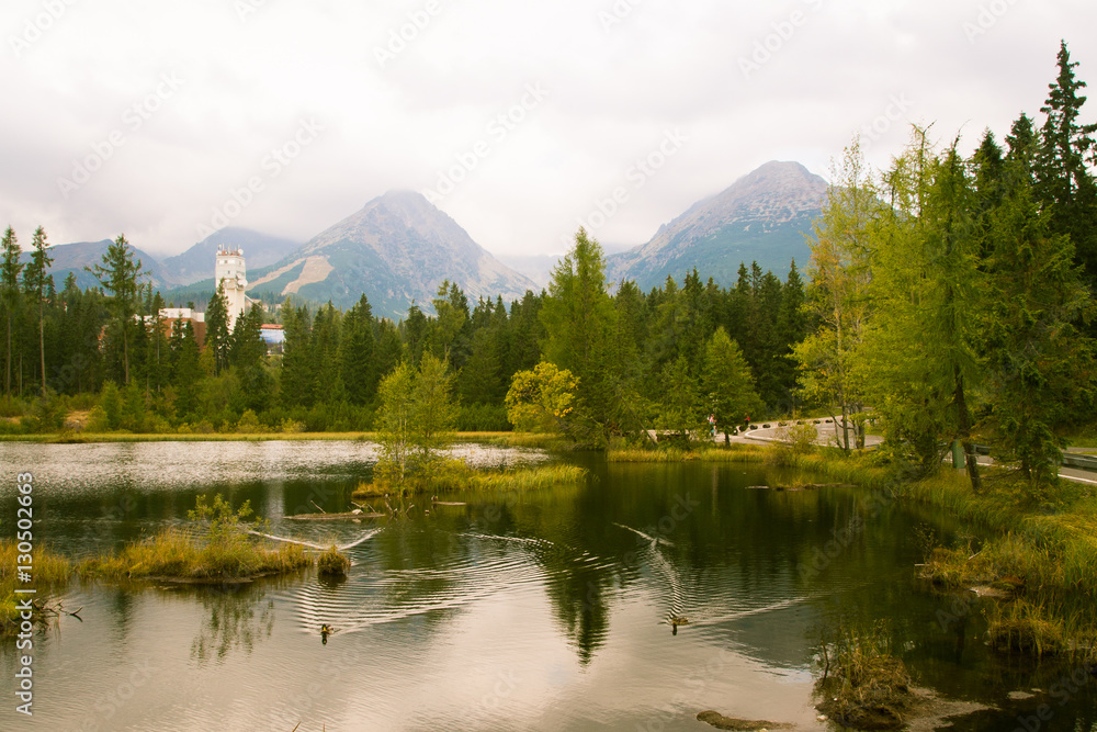 A beautiful mountain lake landscape in Tatry, Slovakia