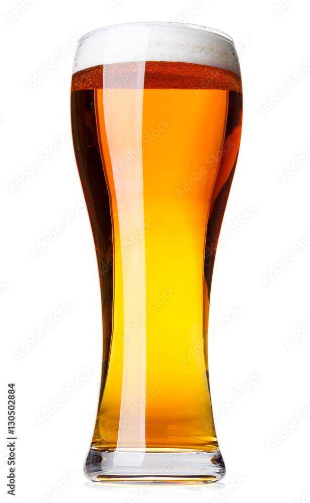 Tall glass of pilsner beer with head isolated Tall glass of pilsner beer with head isolated