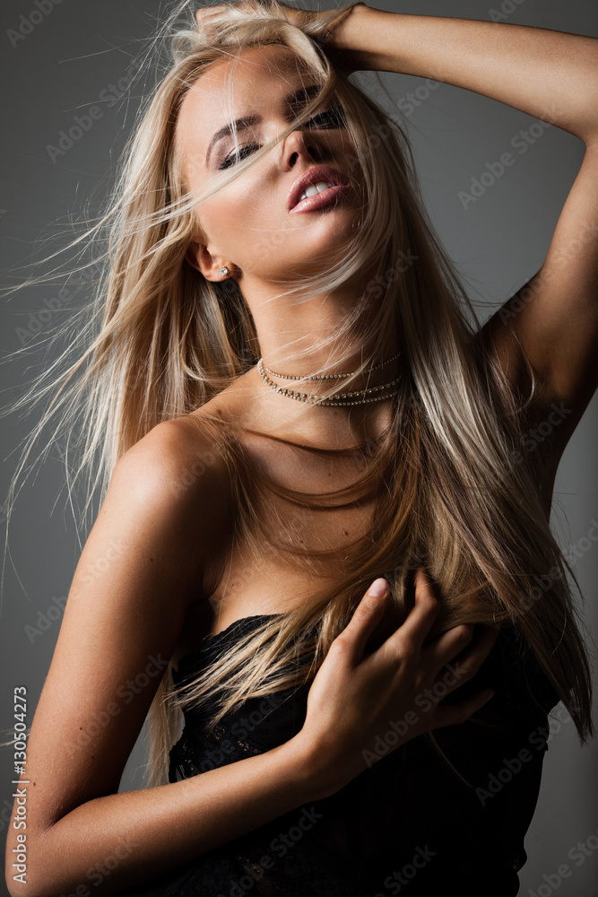 Naklejka premium flying hair on grey