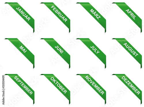 grüne Ecken Banners mit 12 Monaten