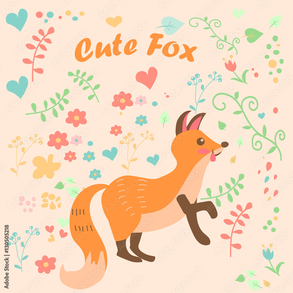 Plakat vector illustration of a cute fox